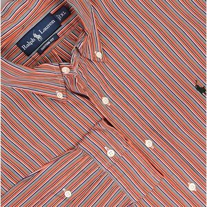 Ralph Lauren Shirt Mens XL Orange Multicolor Stripe Custom Fit Button Down Pony